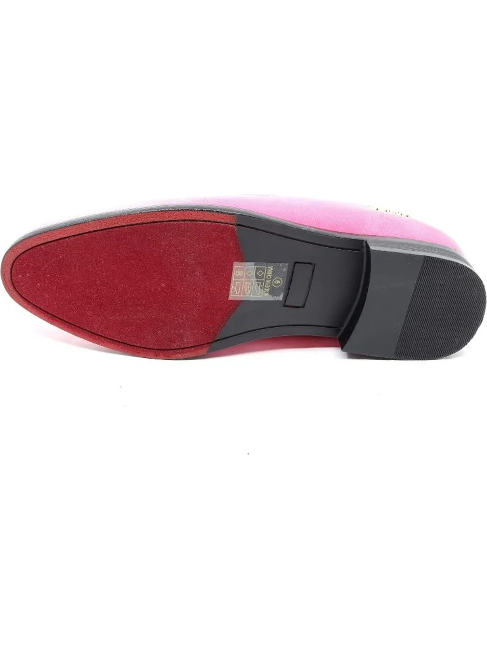 Metrocharm Men's Pink Rubber Velvet Loafers Gold Buckle Slip On Classic Shoes